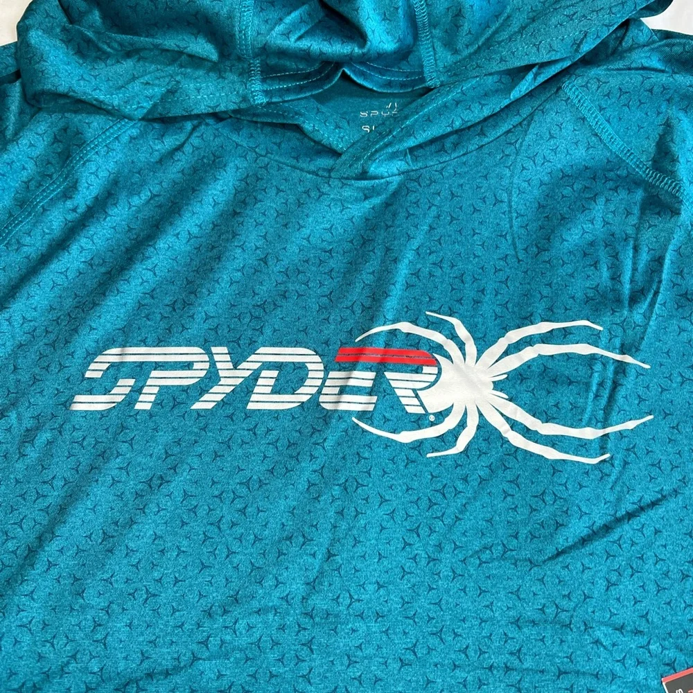 Spyder teal blue Long Sleeve Hoodie size Large - Picture 4 of 6